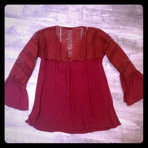 Blu Pepper Tops - Burgundy Bell Sleeve Top size S Blu Pepper Tops - Burgundy Bell Sleeve Top size S